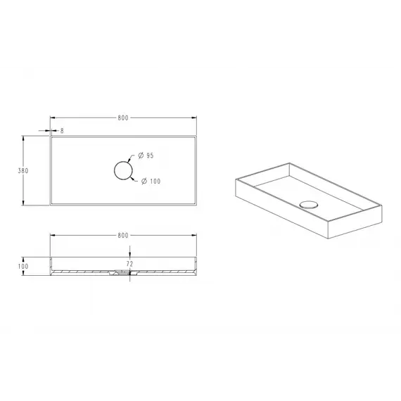 Раковина накладная ABBER Stein AS2622 белая матовая