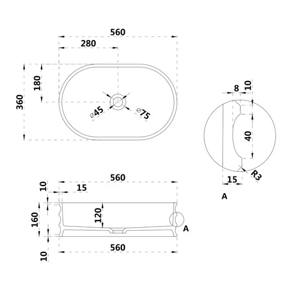 Раковина накладная ABBER Stein AS2650 белая матовая