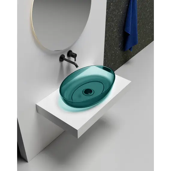 Раковина накладная прозрачная ABBER Kristall AT2801Aquamarin бирюзовая