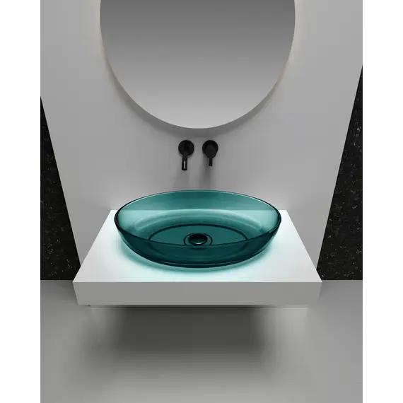 Раковина накладная прозрачная ABBER Kristall AT2801Aquamarin бирюзовая