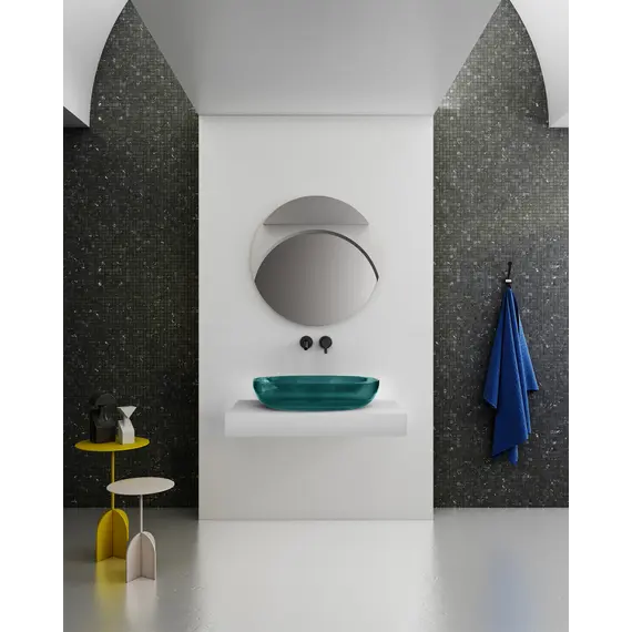 Раковина накладная прозрачная ABBER Kristall AT2801Aquamarin бирюзовая