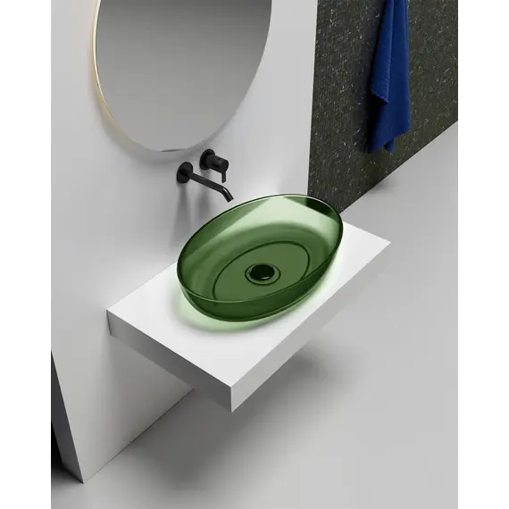 Раковина накладная прозрачная ABBER Kristall AT2801Emerald зеленая