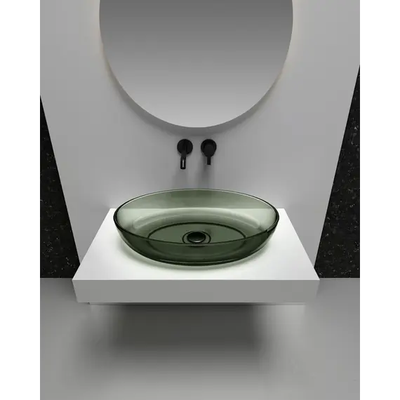 Раковина накладная прозрачная ABBER Kristall AT2801Vesuvian оливковая