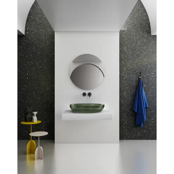 Раковина накладная прозрачная ABBER Kristall AT2801Vesuvian оливковая