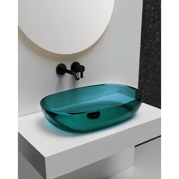 Раковина накладная прозрачная ABBER Kristall AT2805Aquamarin бирюзовая