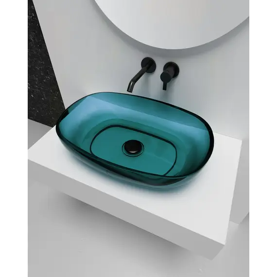 Раковина накладная прозрачная ABBER Kristall AT2805Aquamarin бирюзовая