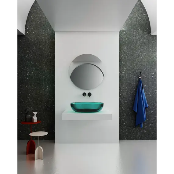 Раковина накладная прозрачная ABBER Kristall AT2805Aquamarin бирюзовая