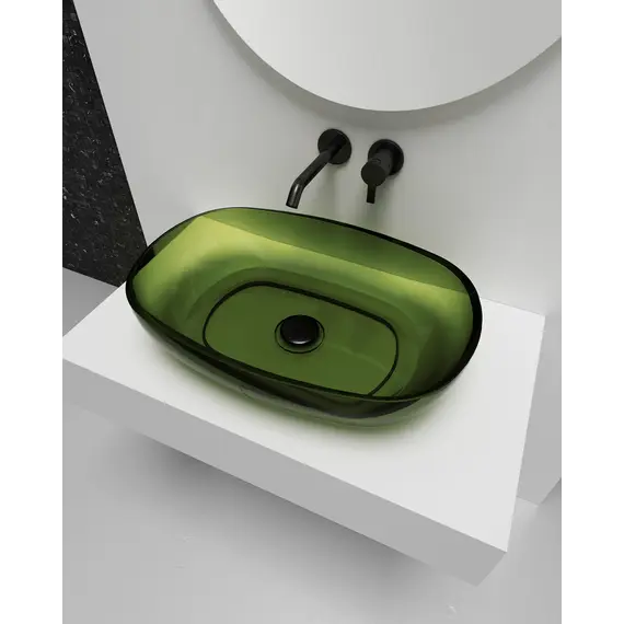 Раковина накладная прозрачная ABBER Kristall AT2805Emerald зеленая