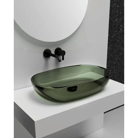 Раковина накладная прозрачная ABBER Kristall AT2805Vesuvian оливковая