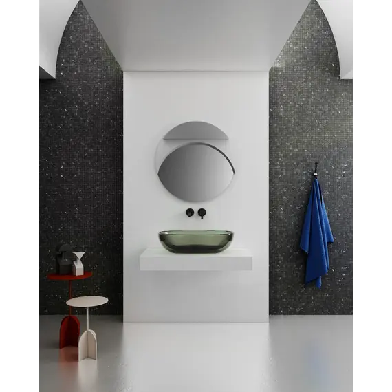 Раковина накладная прозрачная ABBER Kristall AT2805Vesuvian оливковая