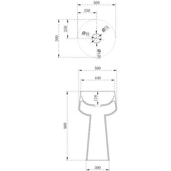 Раковина отдельностоящая ABBER Stein AS2508 белая матовая