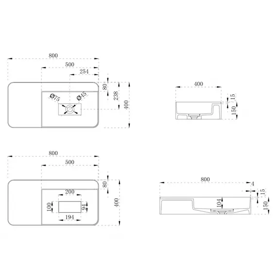 Раковина подвесная ABBER Stein AS2627-0.8 белая матовая