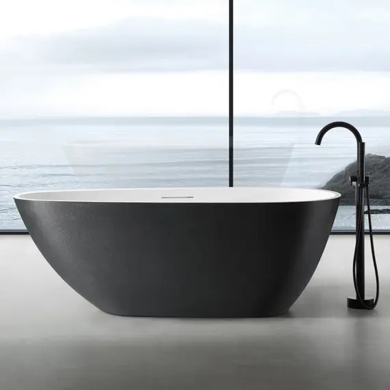 Ванна из искусственного камня ABBER Dortmund 170х75 черно-белая матовая