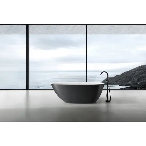 Ванна из искусственного камня ABBER Dortmund 170х75 черно-белая матовая