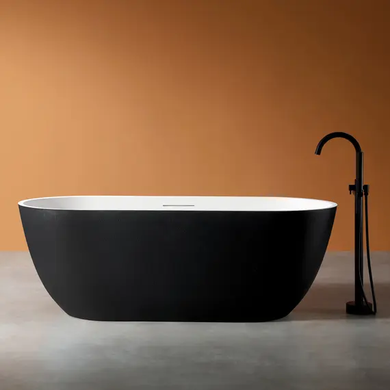 Ванна из искусственного камня ABBER Frankfurt 170х75 черно-белая матовая