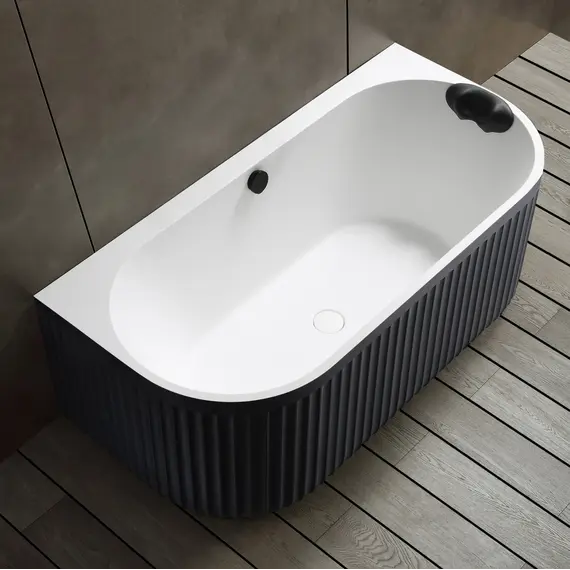 Ванна из искусственного камня ABBER Leipzig 170х80 черно-белая матовая