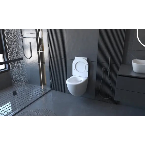 Комплект подвесной унитаз ABBER Bequem AC1100 белый с инсталляцией AC0105 и кнопкой AC0120 хром