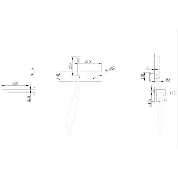Смеситель ABBER Rund AF8731B для ванны скрытого монтажа, черный матовый