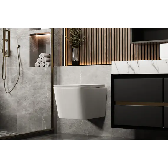 Унитаз ABBER Rechteck AC1201MW подвесной белый матовый, безободковый