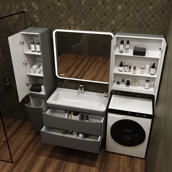 Подвесной шкаф "Бергамо мини 60" Люкс антискрейтч серый, Plus