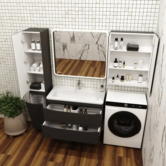 Подвесной шкаф  Style Line "Бергамо мини 60" Люкс антискрейтч черный, PLUS