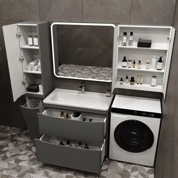 Подвесной шкаф "Бергамо мини 60" Люкс антискрейтч серый, Plus