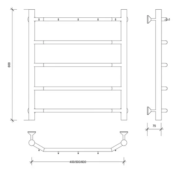 Полотенцесушитель Secado Агата 1 К , с крючками, водяной, хром