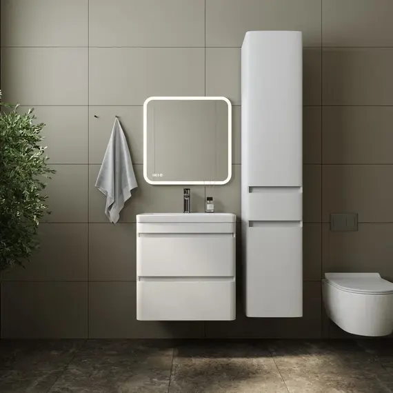 Тумба подвесная с раковиной Style Line  Атлантика, PLUS, белый