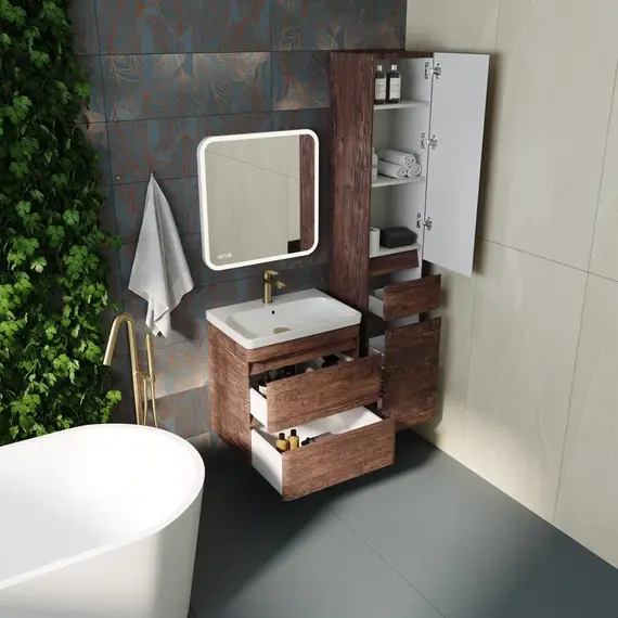 Тумба подвесная с раковиной Style Line  Атлантика, PLUS, старое дерево