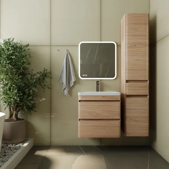 Тумба подвесная с раковиной Style Line  Атлантика, PLUS , ясень перламутр