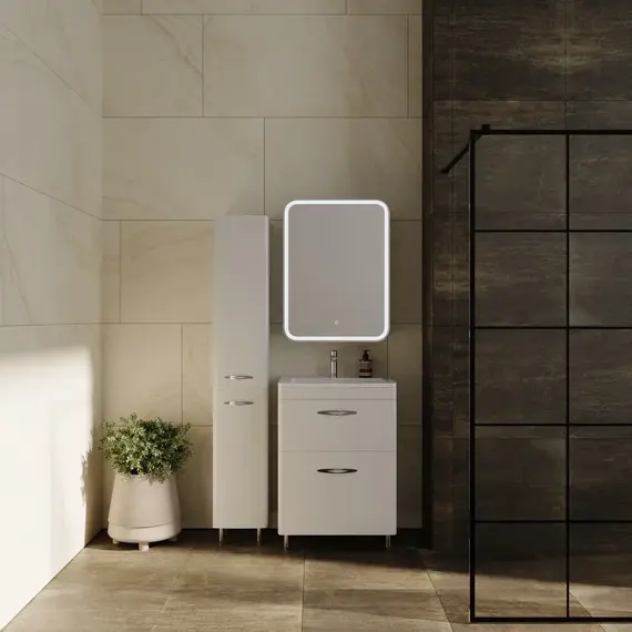 Тумба напольная с раковиной Style Line Каре (2 ящ.) Люкс белая, PLUS