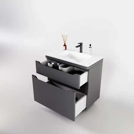 Тумба напольная с раковиной "Марелла " (2 ящ.) Люкс антискрейтч серый, PLUS