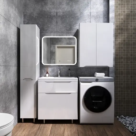 Тумба напольная с раковиной "Марелла " (2 ящ.) Люкс антискрейтч белый глянец, PLUS