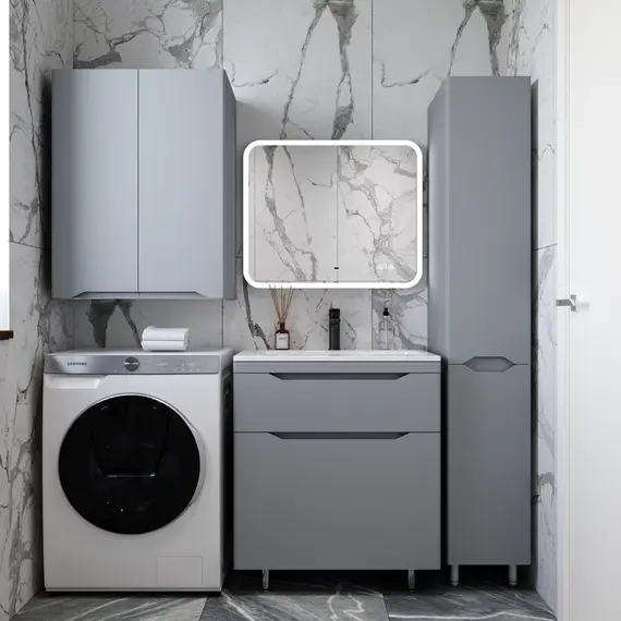 Тумба напольная с раковиной "Марелла " (2 ящ.) Люкс антискрейтч серый, PLUS