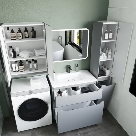 Тумба напольная с раковиной "Марелла " (2 ящ.) Люкс антискрейтч серый, PLUS