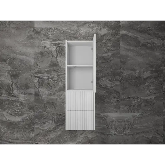 Пенал «Стокгольм» 360 см подвесной 2 ящика белый рифленый софт