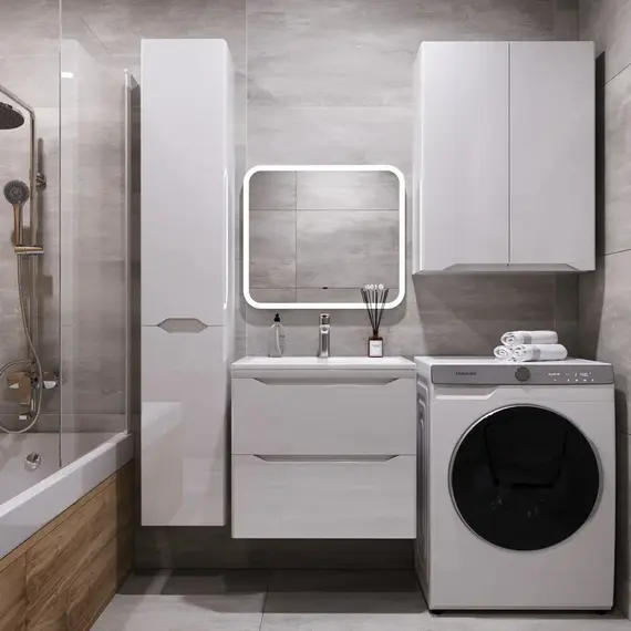 Колонна универсальная "Марелла" с корзиной, Люкс антискрейтч белый глянец, PLUS