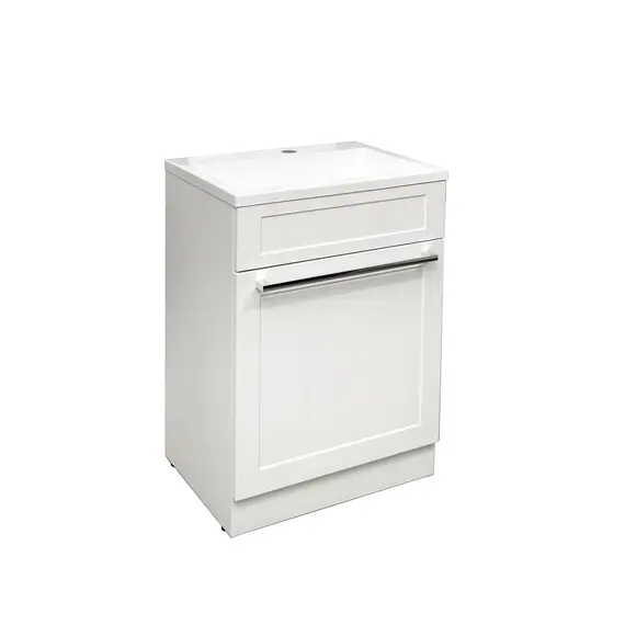 Тумба напольная ACWEN СОФИЯ 60  белая с раковиной Океан, ручки хром/черный