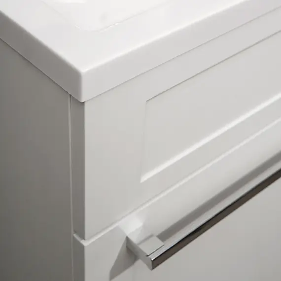 Тумба напольная ACWEN СОФИЯ 60  белая с раковиной Океан, ручки хром/черный