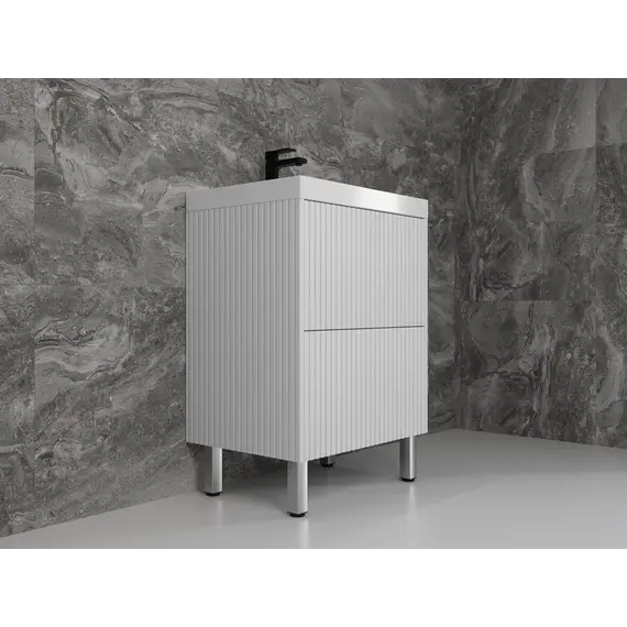 Тумба напольная "Стокгольм 80" с раковиной Classic , (2 ящ.) белый рифленый софт, PUSH