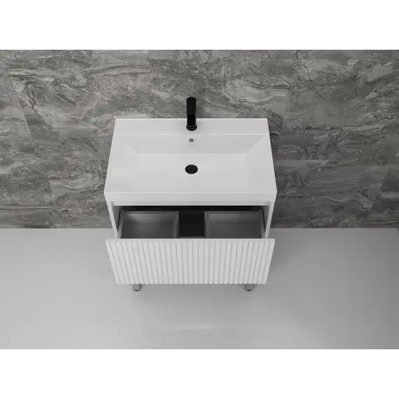 Тумба напольная "Стокгольм 80" с раковиной Classic , (2 ящ.) белый рифленый софт, PUSH