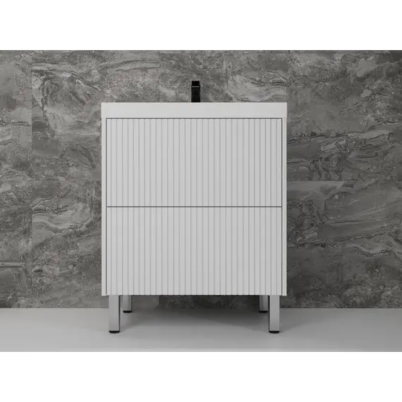 Тумба напольная "Стокгольм 80" с раковиной Classic , (2 ящ.) белый рифленый софт, PUSH