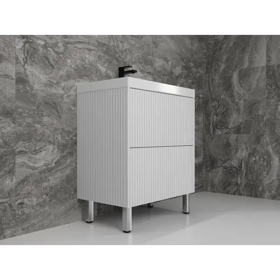 Тумба напольная "Стокгольм 80" с раковиной Classic , (2 ящ.) белый рифленый софт, PUSH