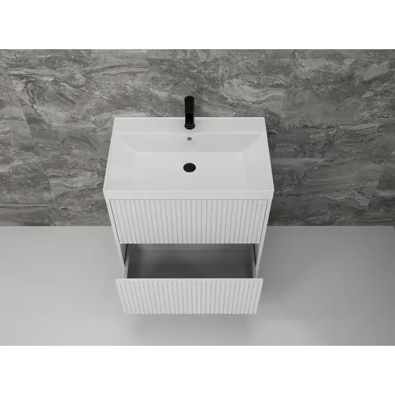 Тумба напольная "Стокгольм 80" с раковиной Classic , (2 ящ.) белый рифленый софт, PUSH