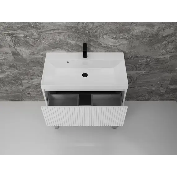 Тумба напольная "Стокгольм 80" с раковиной Classic , (2 ящ.) белый рифленый софт, PUSH