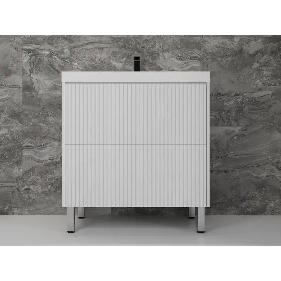 Тумба напольная "Стокгольм 80" с раковиной Classic , (2 ящ.) белый рифленый софт, PUSH