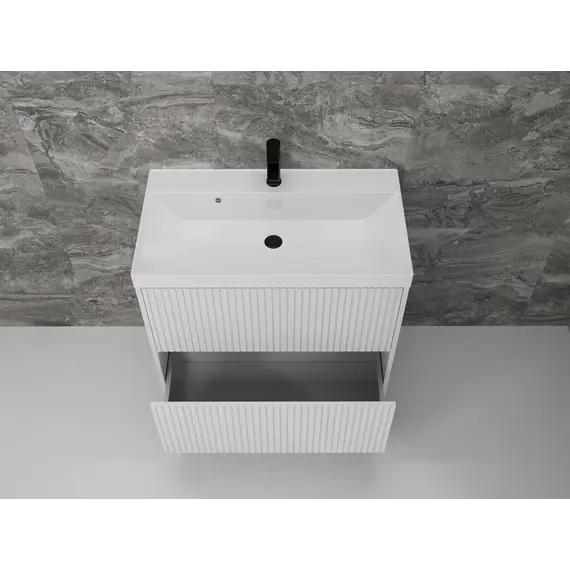 Тумба напольная "Стокгольм 80" с раковиной Classic , (2 ящ.) белый рифленый софт, PUSH