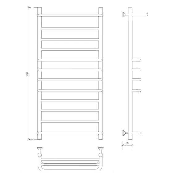 Полотенцесушитель Secado Верона 2 с полочкой водяной, хром
