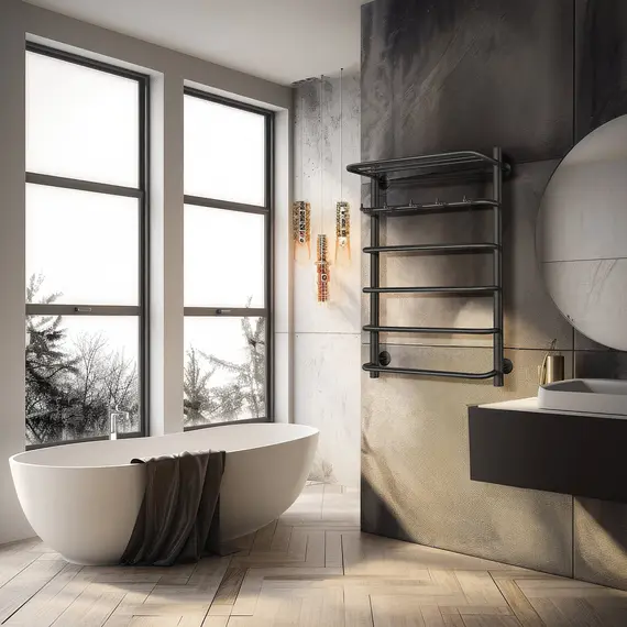 Полотенцесушитель Secado Мерида 1 КСП с крючками и полочкой, водяной, хром