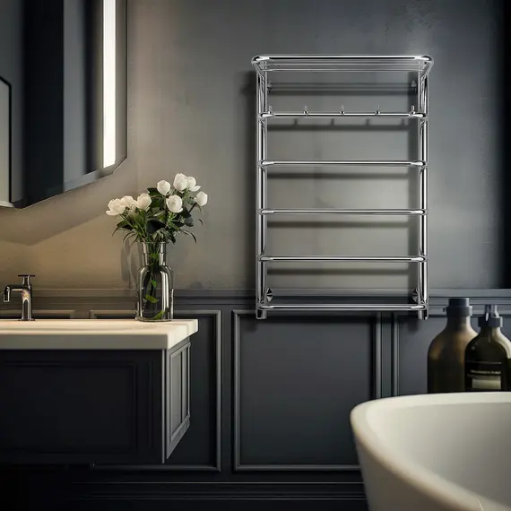 Полотенцесушитель Secado Мерида 1 КСП с крючками и полочкой, водяной, хром